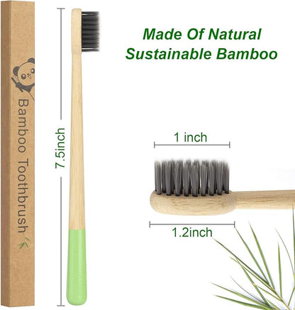 Biodegradable Bamboo Toothbrush, Natural Charcoal toothbrushes Soft Bristle Toothbrush Eco-Friendly Sustainable Toothbrush BPA Free Organic Compostable Travel Toothbrushes Wooden toothbrushes, 6 Pack