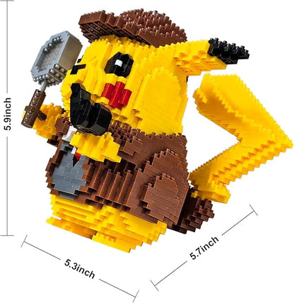 Building Bricks 1580+ Pieces Set - Classic Cartoon Characters Building Blocks - Mini Building Block for Boys Girls & Adults (Pikachu)