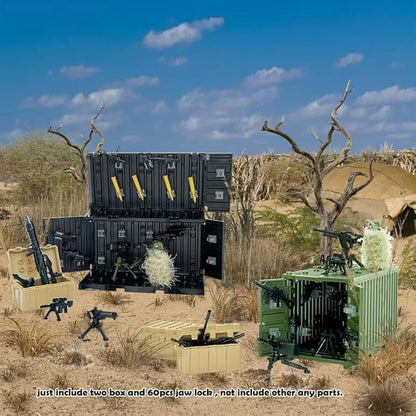 Building Bricks Military Big Box Toys Shipping Container for Mini Figures,Construction Building Block Toys for 6+ Years Old Boys Gifts Compatible with Major Brands Model Assembly Kit