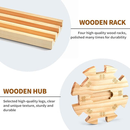 Mexican Train Dominoes Set with 4 Wooden Trays/Racks and Portable Carrying Case,Travel Colorful Double 12 Dominoes - 91 Numbered Tiles,for Kids and Adults