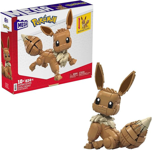Mega Pokémon Building Toys Set Jumbo Eevee with 824 Pieces, Articulated and Poseable, 11 Inches Tall, for Kids (Amazon Exclusive)