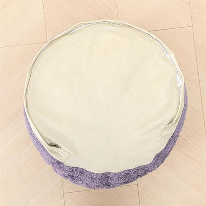 Pouf Ottoman Stuffed 20x20x12 Inches Floor Pouf Plush Fiber Ottoman Foot Rest Under Desk Foot Stool for Living Room Bedroom (Purple Pouf with Filler)