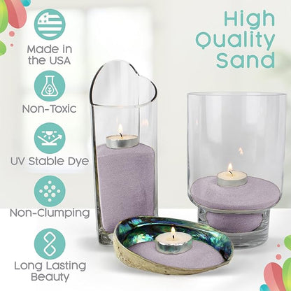 Sandsational Sparkle Lilac Unity Sand -1.5 LB (22 oz), Light Colored Sand for Weddings, Vase Filler, Home Décor, Craft Sand, Aquarium Sand, and More