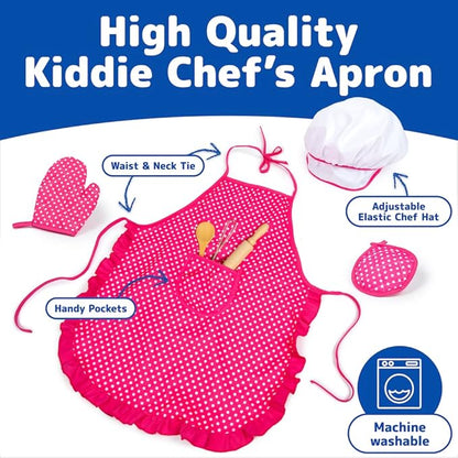 Kids Cooking and Baking Chef Set with Sliceable Play Food - Pretend Play Toddler Kitchen Toys - Kid Chef Apron, Fruit, Veggies, Hat & Utensils Kids Toy (Chef Set with Play Food)