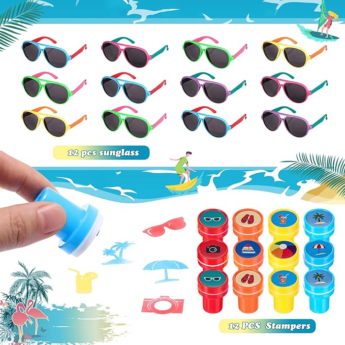 159 Pcs Hawaiian Luau Party Favors Inflatable Drink Holder Float Coaster Set Straws Sunglass Stamper Slap Bracelet Keychain Ring Sticker for Pool Beach/ Hawaiian /Luau /Birthday Decorations