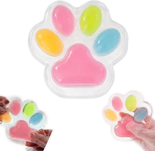 Large Cat Paw Taba Squishy Squeeze Toys 5-inch Pink Cute Fufu Squishy Sensory Stress Relief Fidget Toys for Party Favors Sensory Anxiety Toys for Adults (4-Color Rainbow)