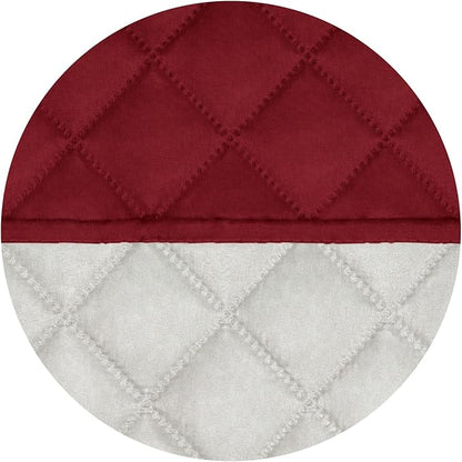 PureFit Reversible Quilted Sofa Cover, Water Resistant Slipcover Furniture Protector, Washable Couch Cover with Non Slip and Elastic Straps for Kids, Dogs, Pets (Small Recliner, Red/Ivory)
