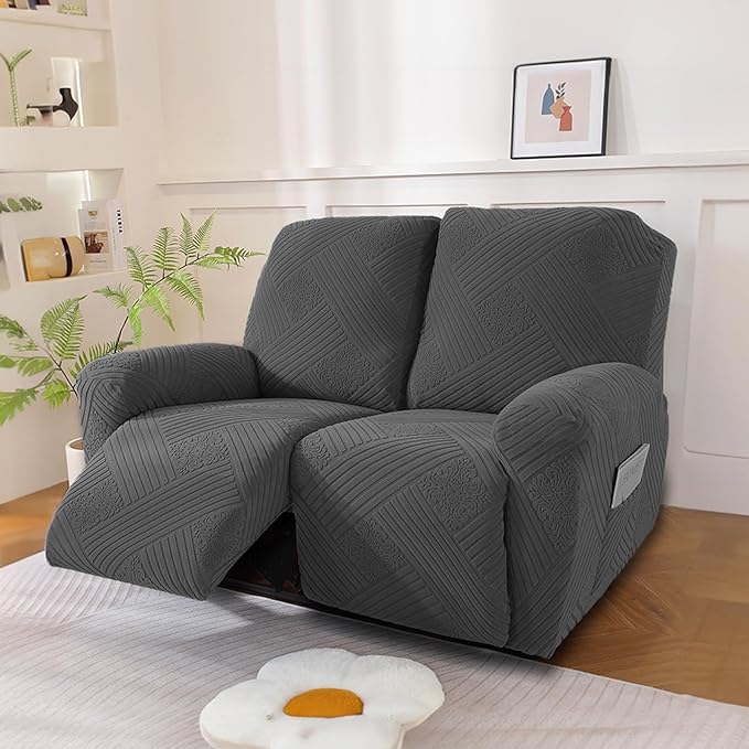 NORTHERN BROTHERS Recliner Loveseat Covers - Recliner Sofa Covers 2 Seater Loveseat Covers for Reclining Loveseat Recliner Cover, Dark Gray