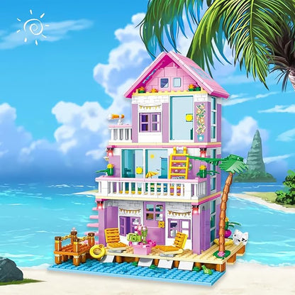 Sezua Building Blocks Girls House - 573 Pieces Seaside Beach Villa Building Set Compatible with Lego for Girls Friends, Dream Holiday Construction Bricks Toys for Girls Kid Age 8-12