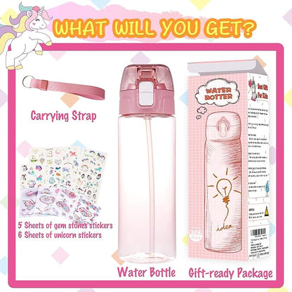 Y YOFUN Decorate Your Own Water Bottle with Tons of Glitter Gem & Unicorn Stickers, BPA Free Tritan Material, 20 oz, Kids Craft Kit & DIY Art, Gift for Girl Age 4 5 6 7 8 9 10 Years Old
