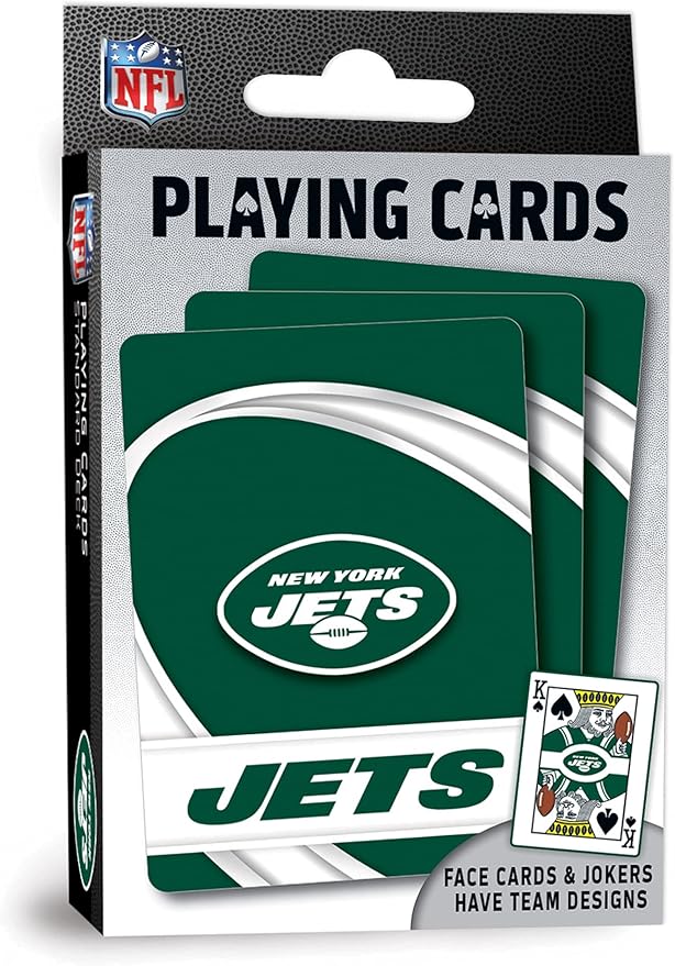 MasterPieces - NFL Playing Cards, Officially Licensed New York Jets Football Deck, Family Games for Adults and Kids, Standard Index