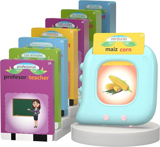 Spanish Flash Cards for Kids, Bilingual Buddy Talking Flash Cards for Toddlers 1 2 3 4 5 Years Old, Audible Learning Spanish for Kids, Speech Educational Learning Birthday Gift with 224 Sight Word