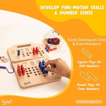 Montessori Counting Peg Board - Number & Letter Tracing Board - Wooden Montessori Alphabet & Counting Toys Toddlers 3+ Years Old - Alphabet Learning + Education Home Schooling Materials Pre-K