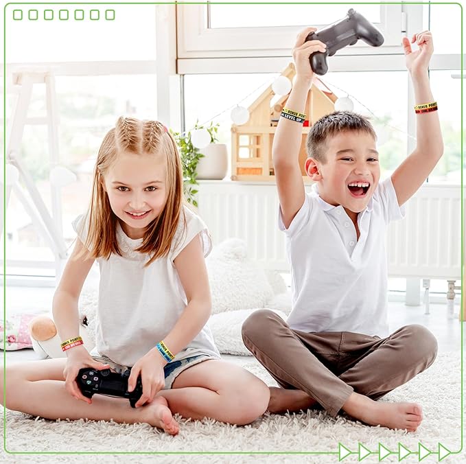 Libima 36 Pcs Video Game Bracelets Gamer Party Favors Game Party Bracelets Video Game Silicone Bracelets Rubber Wristbands for Gamer Multicolor Gaming Party Wristbands Supplies for Gamer Party Decor