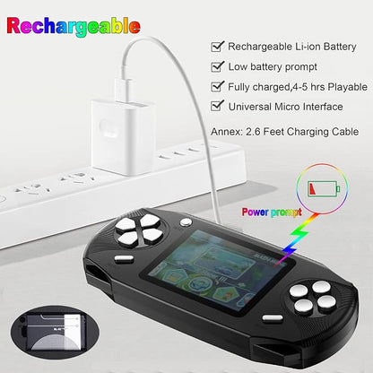 16 Bit Handheld Games for Kids Adults 3.0'' Large Screen Preloaded 100 HD Classic Retro Video Games USB Rechargeable Seniors Electronic Game Player Birthday Xmas Present (Black)