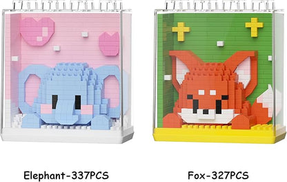 Mini Animals Building Blocks Set,with Pig, Tiger,Panda,Capybara,4Pack Kit Birthday Party Favor Gifts Toys for Ages 8-13 ﻿ (Block Zoo C 1285PCS)