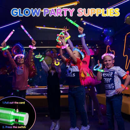 Gigilli 24 Pack Glow Sticks Party Favors for Kids 4-8-12, Goodie Bags Stuffers Light up Pop Tubes, Bulk Glow Necklace Bracelet Birthday Valentines Day Glow in the Dark Party Supplies Party Decoration