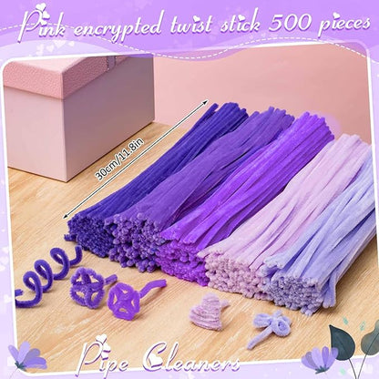 Peryiter 500 Pieces Pipe Cleaners Chenille Stems 12 Inch Craft Supplies Bulk for DIY Art and Craft Projects Creative Gift Wrapping Party Decorations(Pink,12 Inch)