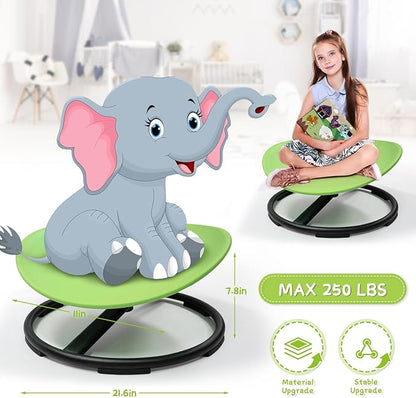 Kids Sensory Swivel Chair, Sensory Spin Chair for Autism Kids, Body Coordination Training Chair, Spin Seat, Metal Base, Non-Slip Design, (Green)