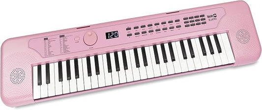 RockJam 49 Key Keyboard Piano, Portable Electronic Music Keyboard with Speakers, USB-C Power or Battery Operation, Headphone Input, 200 Tones, 200 Rhythms, Note Stickers & Lessons