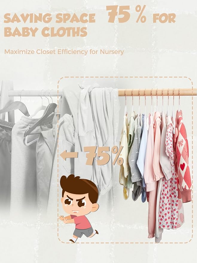 Smartor Premium Baby Hangers Velvet for Closet 50 Pack, 11.8" Durable Kids Felt Hangers Non Slip for Toddler, Baby Clothes Hangers for Childrens on Closet Storage (Rose Gold Hook)- White