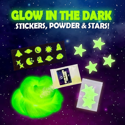 Original Stationery Galaxy Slime Kit for Kids Ages 8–12, DIY Space Slime Set with Glow-in-The-Dark Stickers & Galactic Glitter, Fun Cosmic Craft for Creative Play, Birthday Gift for Boys & Girls