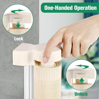 110 Inch Extra Wide Retractable Baby Gate for Large Openings Pet Gates for Dogs Indoor Retractable Baby Gates Outdoor Dog Gates for The House Extra Wide Baby Gate Large Dog Gate for Doorways, Beige