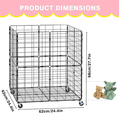 HEOMU Stuffed Animal Storage,Toy Bins for Kids Organizer,Toy Box Hold Up to 150 Plush Toysfor Nursery Play Room Bedroom Metal (Black)