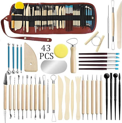 LINPHCEY 43Pcs Clay Sculpting Tools Set Perfect for Polymer Air Dry Modeling Clay Beginners & Professionals Ideal for DIY Pottery & Ceramics Tools for Clay Sculpey Sculpting & Crafting