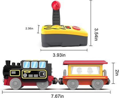 Motorized Train for Wooden Track, Remote Control Train with Magnetic Connection, Battery Operated Locomotive Trains for Toddlers, Compatible with Thomas, Brio, Chuggington