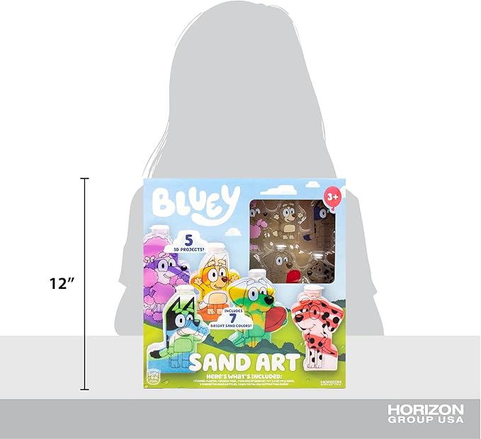 Bluey Sand Art, Includes 5 Sand Art Bottles & 7 Colored Sands, Features Bluey & Bingo, Create Your Own Sand Art, DIY Sand Art Kit, Bluey-Themed Art Kit, Fun Art Project for Kids, Gifts for Kids