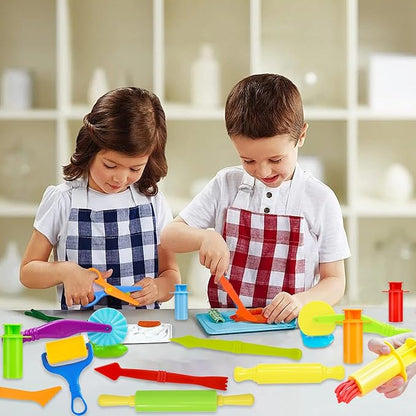 LCY WEDSHI Dough Tool Set, 15 Pcs Dough Tools Sets for Kids Ages 4-8, Dough Accessories Includes Cutters Roller, Rolling Pins, Safety Scissors, Plastic Knife