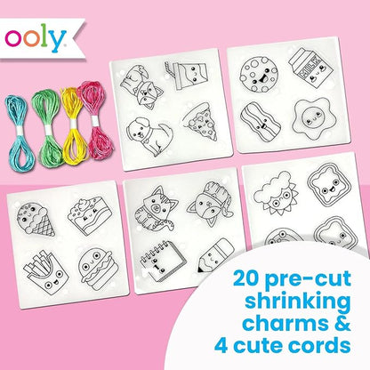 Ooly Shrink-Its DIY Shrinking Art BFF Bracelets & Vivid Pop Marker Kit, 20 Pre Cut Shrinking Charms & 4 Cords, 8 Water Based Paint Markers for Kids in Classic Colors