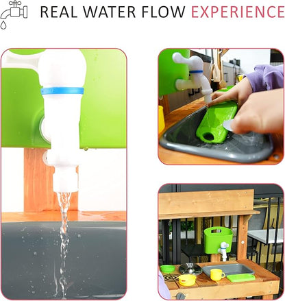 Mud Kitchen, Play Kitchen, Kitchen Accessories and Garden Sink, Kids Outdoor Kitchen Playset with Faucet, Mud Kitchen for Kids Outdoor
