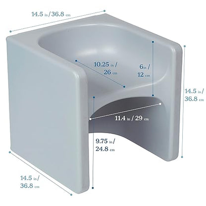 ECR4Kids Tri-Me 3-In-1 Cube Chair, Kids Furniture, Light Grey