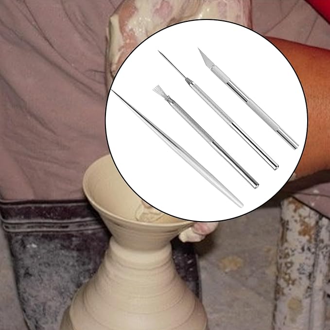 4 Pcs Clay Needle Tools Set, Sculpting & Carving Tools for Precision Sculpting, Texturing and Ceramic Scoring, Model Clay Supplies