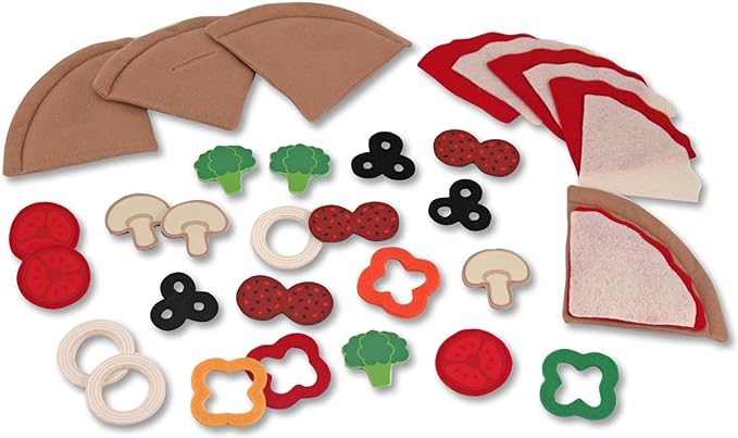 Melissa & Doug Felt Food Mix 'n Match Pizza Play Food Set (42 pcs) - Felt Pizza Play Set For Kids Kitchen, Pretend Play Pizza, Felt Pizza Toy For Toddlers And Kids Ages 2+