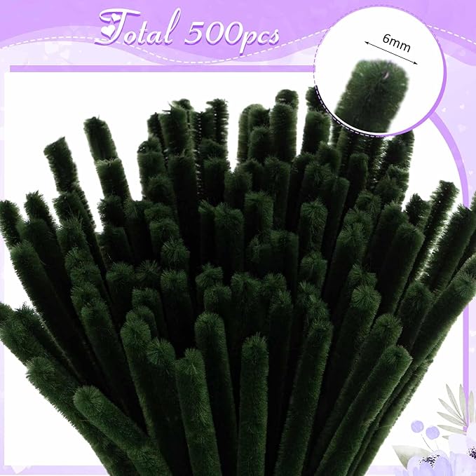 Peryiter 500 Pieces Pipe Cleaners Chenille Stems 12 Inch Craft Supplies Bulk for DIY Art and Craft Projects Creative Gift Wrapping Party Decorations(Purple Flower Color,12 Inch)