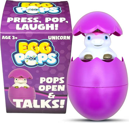 Egg Pops Talking Easter Egg Toy - Figure Pops Up & Plays Sounds, Easter Basket Stuffers for Teens - Interactive Kids Toys or Funny Gag Gifts for Teens, Cute Collectible Spring Character (Unicorn)