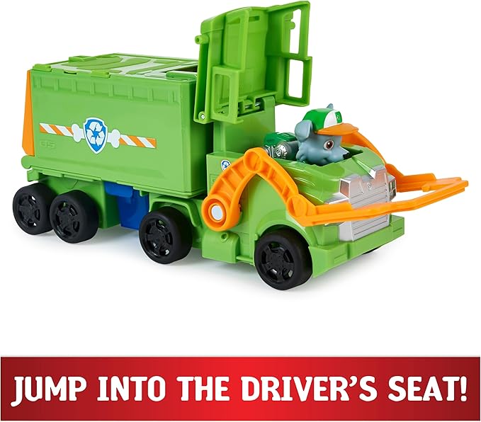 Paw Patrol, Big Truck Pup’s Rocky Transforming Toy Trucks with Collectible Action Figure, Kids Toys for Ages 3 and up