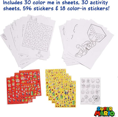 Innovative Designs Mario Brothers Super Mario Deluxe Activity Set with Carrying Tin, Coloring Sheets, Tattoos, Stickers, & Art Supplies