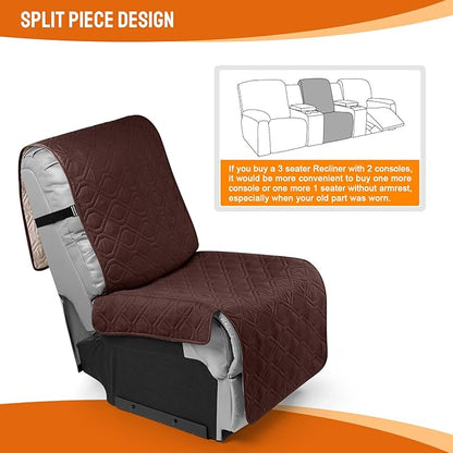 VANSOFY Waterproof Additional Seat Cover for Reclining Couch Covers Seat Slipcover for Recliner Sofa Covers(Coffee)
