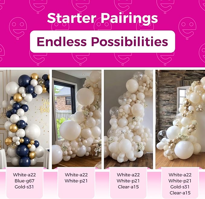 Bezente Pearl White Giant Balloons 36 Inch - 8 Pack Jumbo Ivory Balloons Large Round Pearlescent White Latex Balloons for Christmas Anniversary Wedding Baby Shower Birthday Party Decorations
