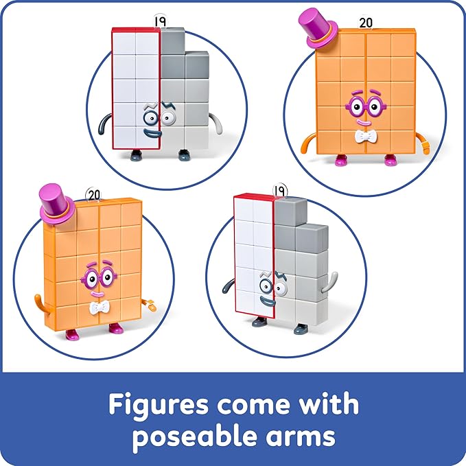 hand2mind Numberblocks Friends Nineteen and Twenty Figure Pack, Number and Counting Toys for Toddlers, Play Figure Playsets, Small Figurines for Kids, Kindergarten Math and Pretend Play Toys