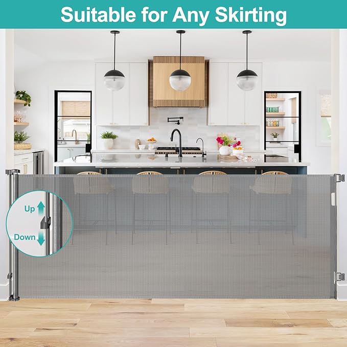 42" Tall X 95" Wide Extra Tall and Wide Baby Gate Extra Wide Baby Gate Extra Tall Retractable Dog Gate for The House Extra Wide Pet Gate Extra Tall Dog Gate Extra Large Baby Gate Outdoor Gate for Deck