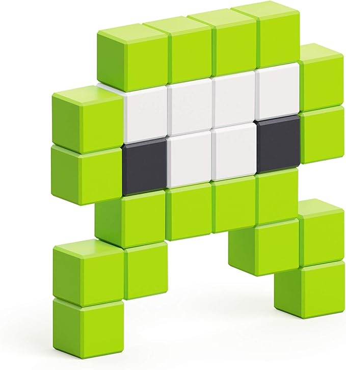 PIXIO Mini Monster Alienz Story Series 26 Magnetic Blocks Stress Relief Construction Toy, Building Blocks in 8-bit Pixel Art, Creativity for Kids, Fidget Toy