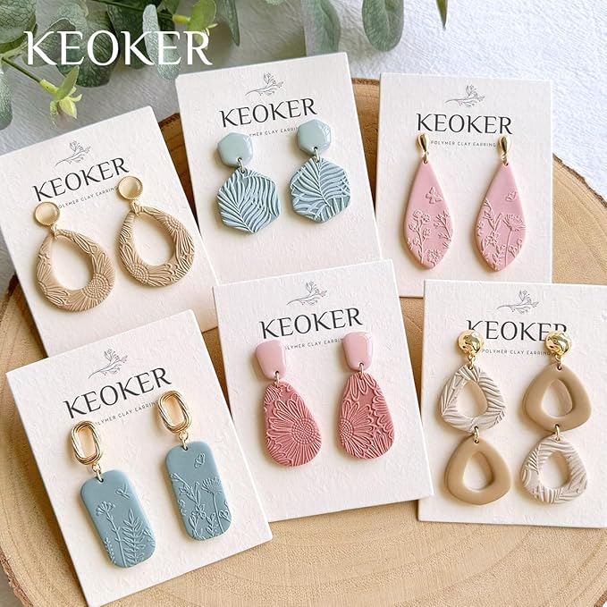 KEOKER Polymer Clay Texture Sheets Set, Works with Polymer Clay Cutter, Same Effect as Polymer Clay Texture Roller, Texture Sheets