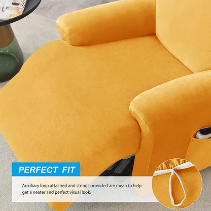 OBCREAT High Stretch Recliner Chair Cover Soft Velvet Recliner Slipcovers 4 Pieces Lazy Boy Recliner Couch Covers Plush Furniture Protector for Kids Pets (Gold)