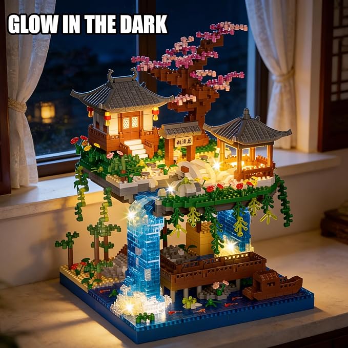 Beego Cherry Blossom Bonsai Tree Architecture Mini Building Kit Set, Chinese Peach BlossomArchitecture Building Blocks with Light, Japanese Sakura Tree House Gift for Adults, Teen(2500PCS)
