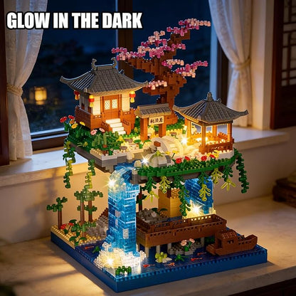 Beego Cherry Blossom Bonsai Tree Architecture Mini Building Kit Set, Chinese Peach BlossomArchitecture Building Blocks with Light, Japanese Sakura Tree House Gift for Adults, Teen(2500PCS)